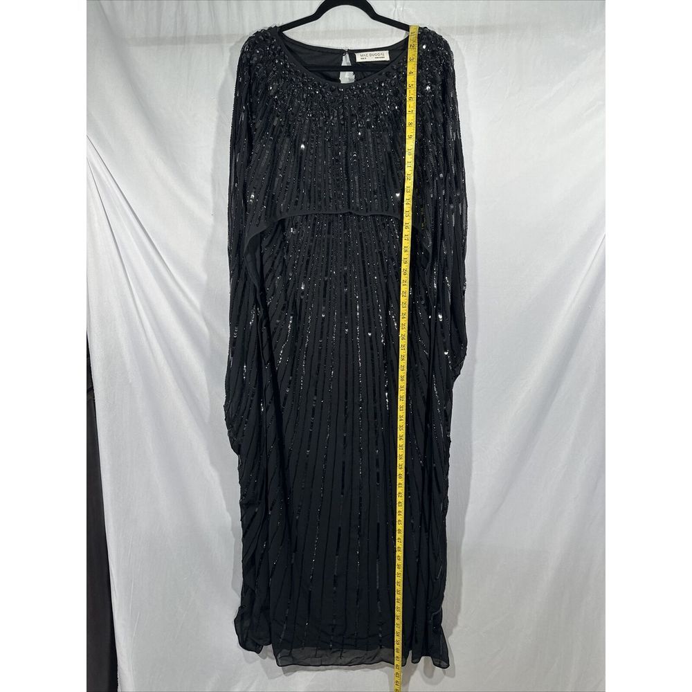 NWT $798 Mac Duggal [sz 16 ] Beaded Embellished Column Cape Gown in Black #G1853 - Picture 8 of 16